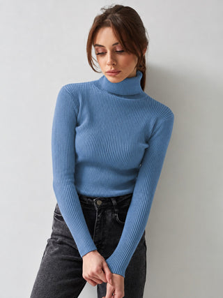 Ribbed Knit Turtleneck Sweater