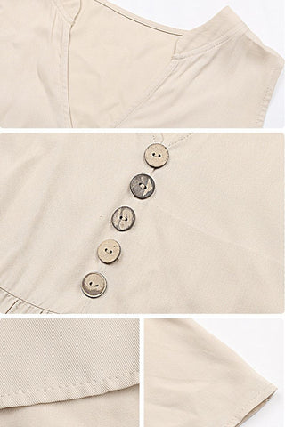 Bohemian Tiered Midi Dress with V-Neck Button Detail