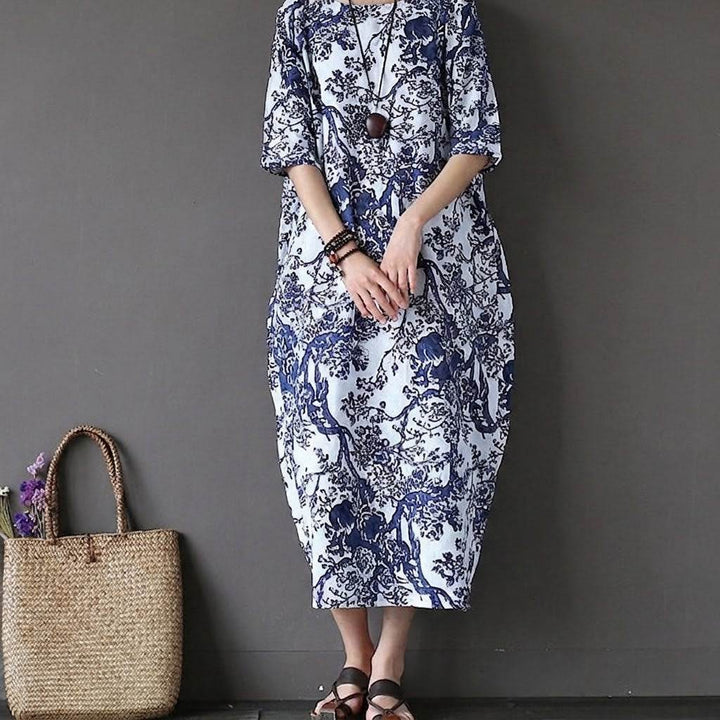 Japanese Porcelain Print Dress