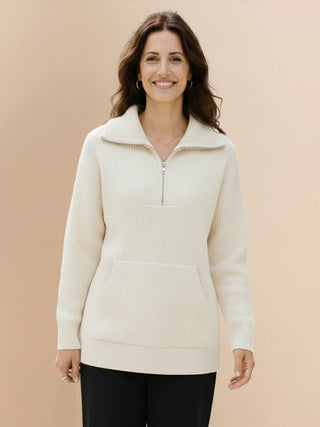 Half-Zip Waffle Pullover