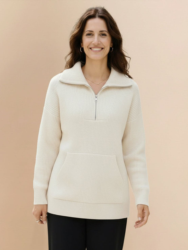 Half-Zip Waffle Pullover