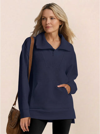Half-Zip Waffle Pullover