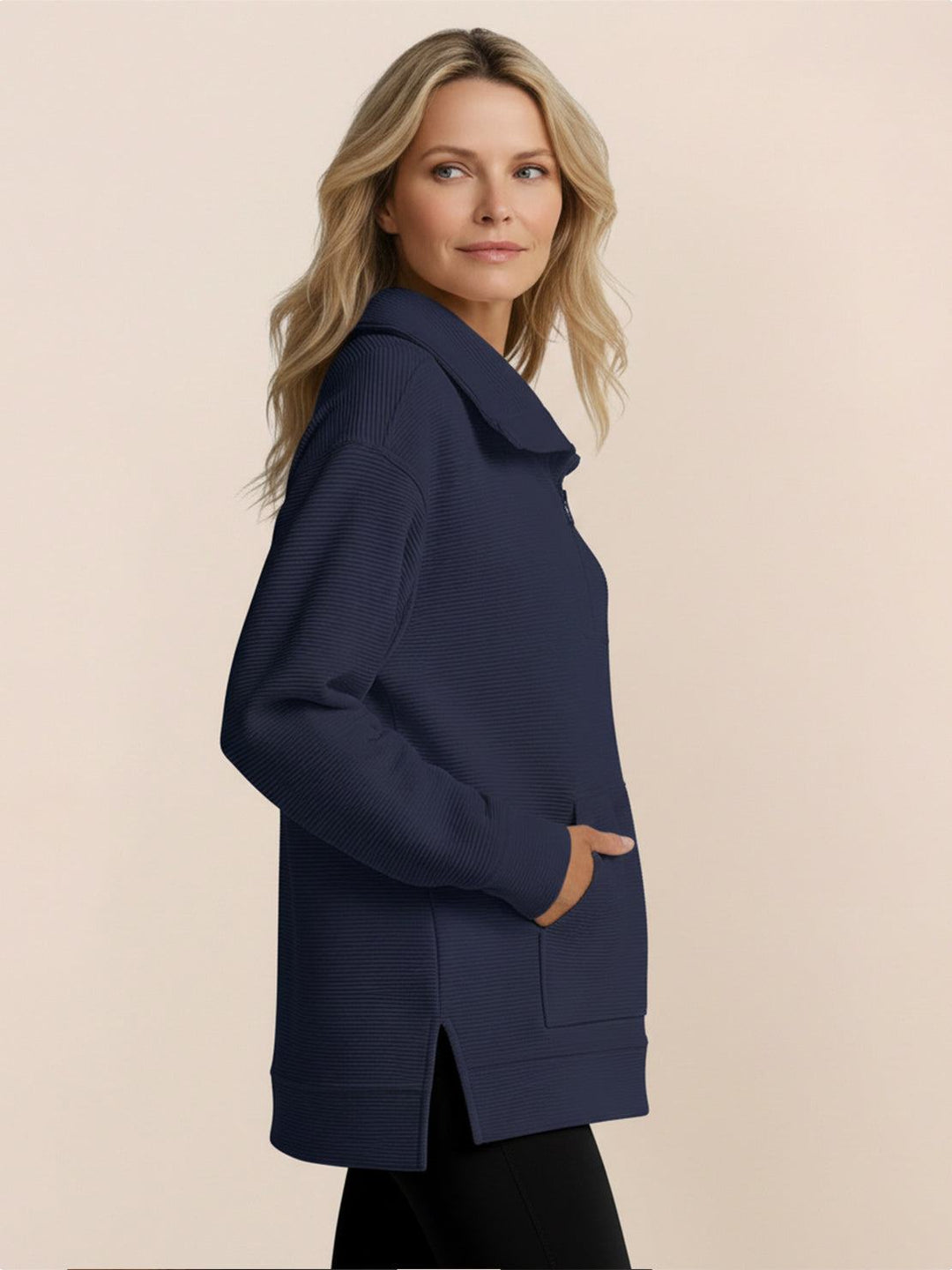 Half-Zip Waffle Pullover