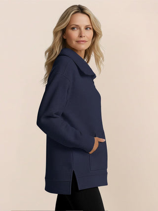 Half-Zip Waffle Pullover