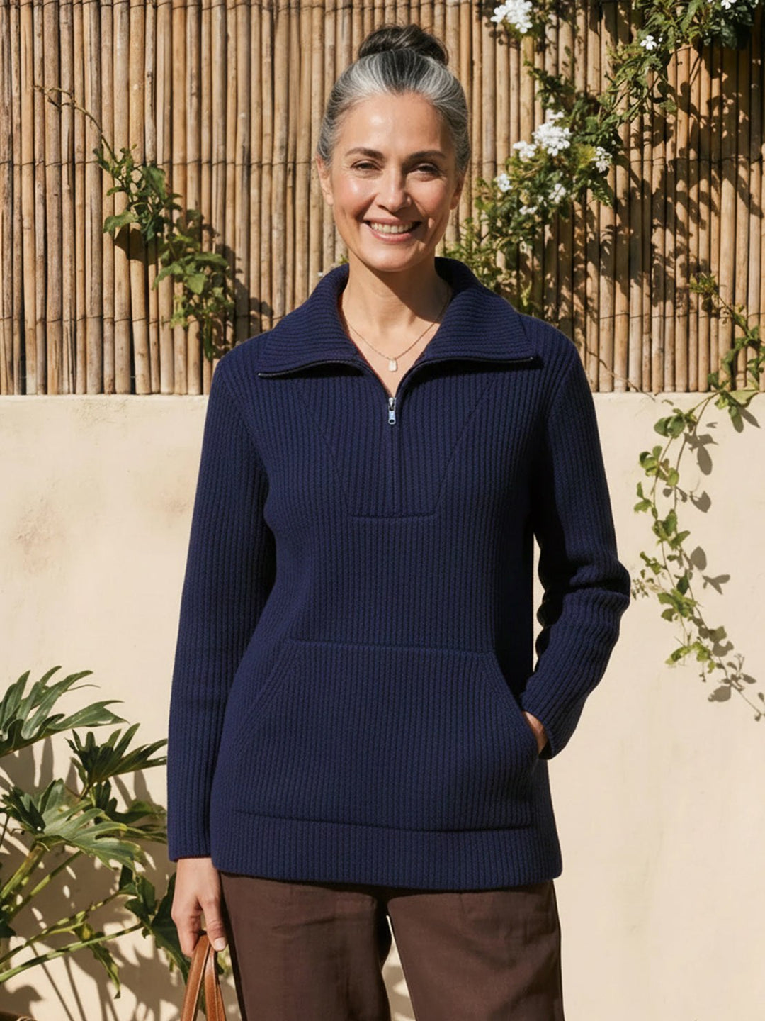 Half-Zip Waffle Pullover