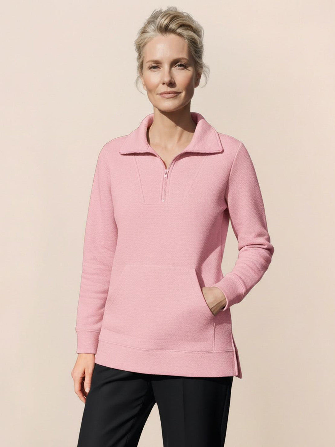 Half-Zip Waffle Pullover