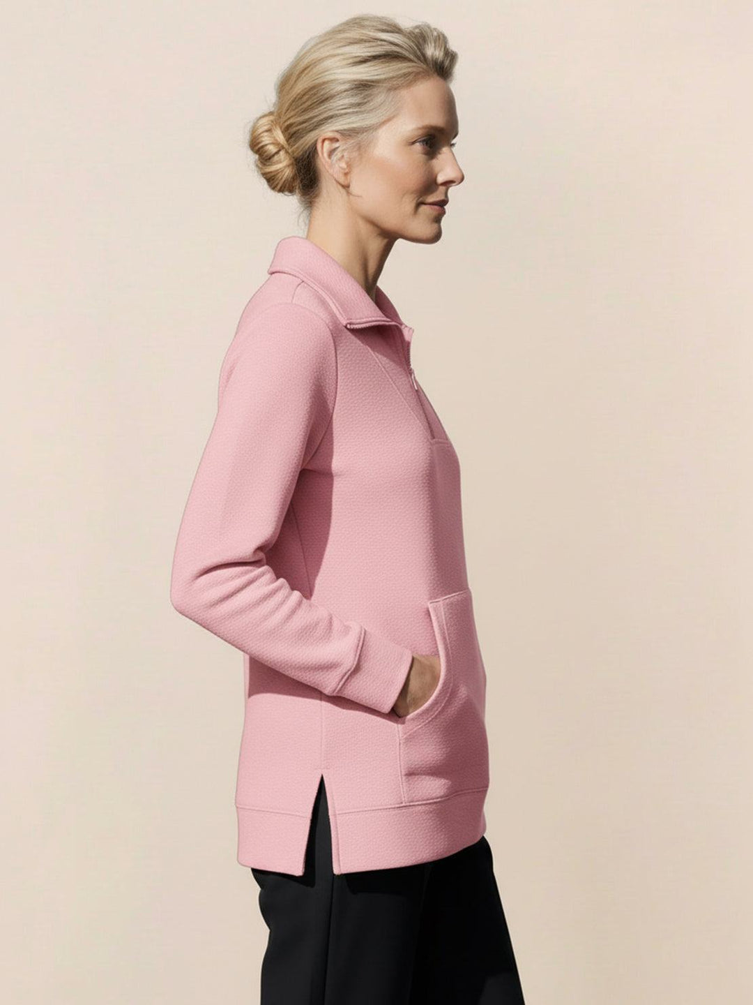Half-Zip Waffle Pullover