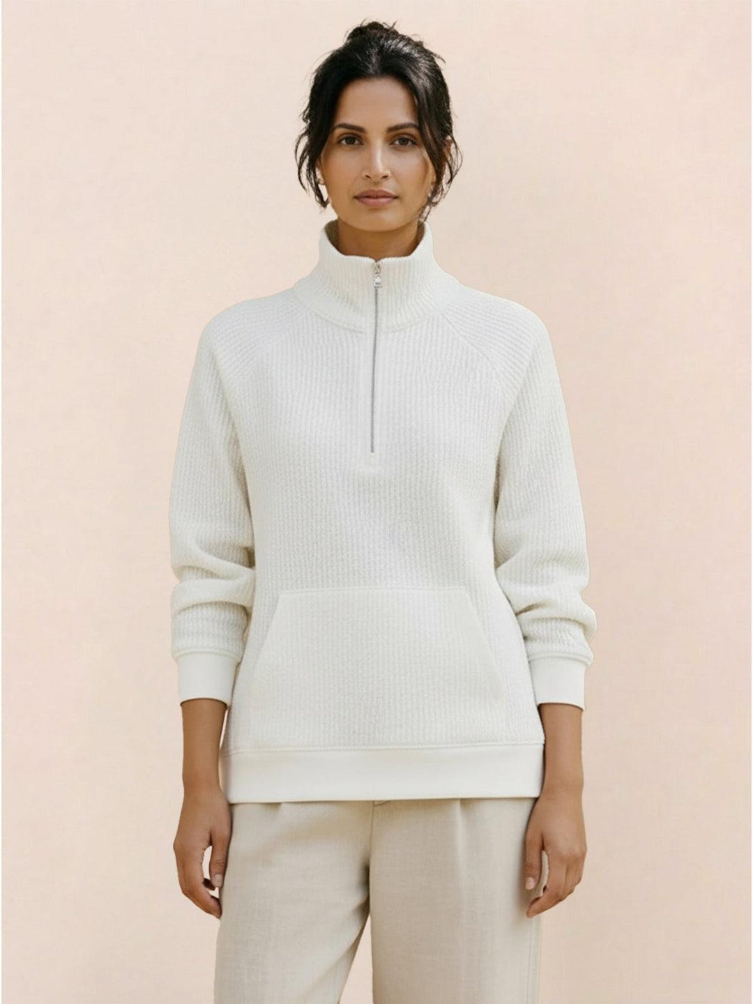 Half-Zip Waffle Pullover