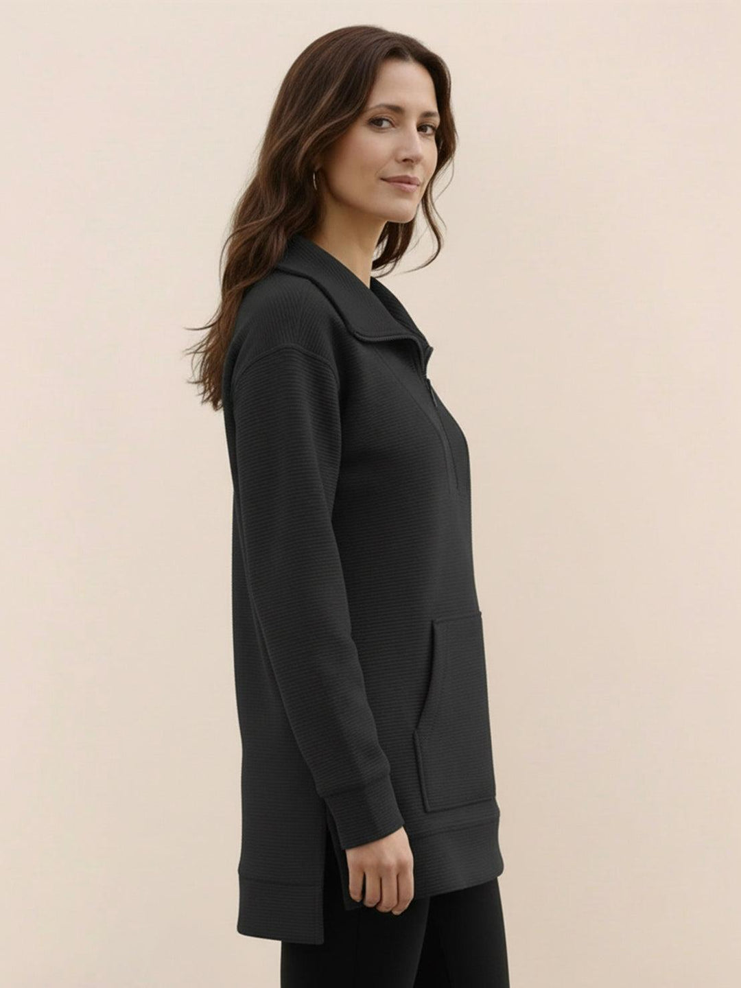 Half-Zip Waffle Pullover