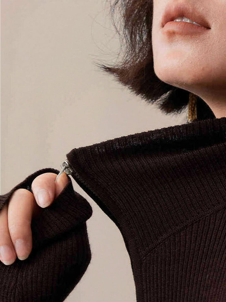Zip-Up Knit Cardigan Jacket