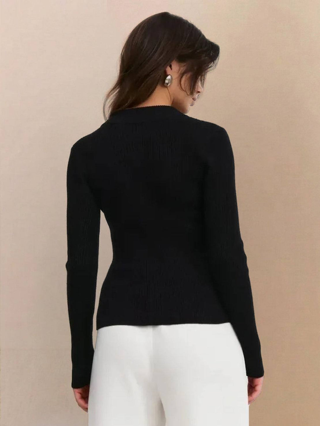 Zip-Up Knit Cardigan Jacket