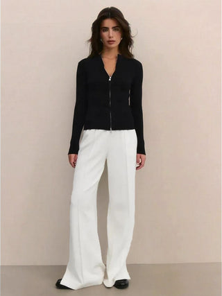 Zip-Up Knit Cardigan Jacket