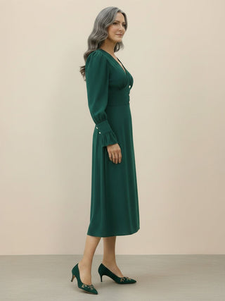 Slimming V-Neck Midi Dress