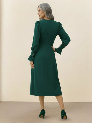 Slimming V-Neck Midi Dress