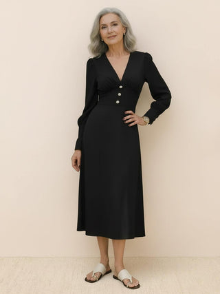 Slimming V-Neck Midi Dress