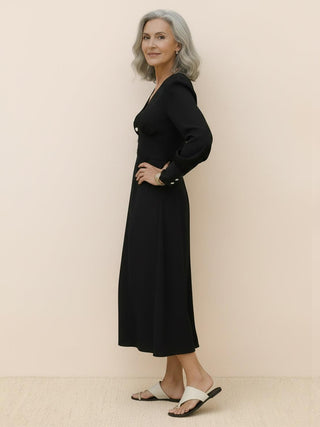 Slimming V-Neck Midi Dress
