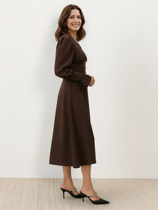 Slimming V-Neck Midi Dress