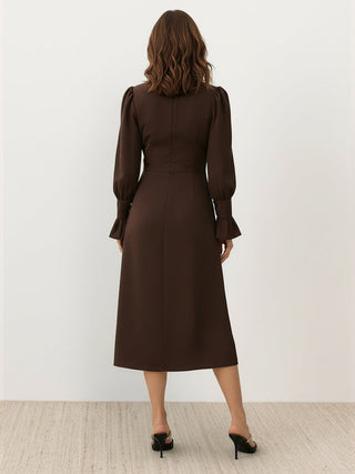 Slimming V-Neck Midi Dress