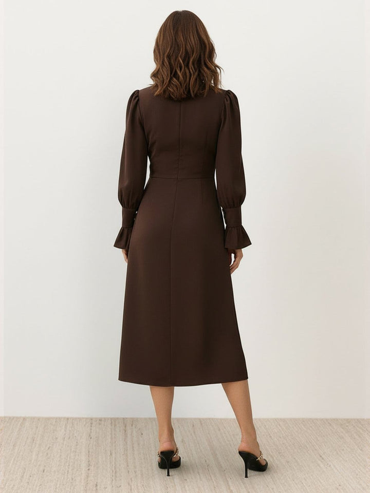 Slimming V-Neck Midi Dress