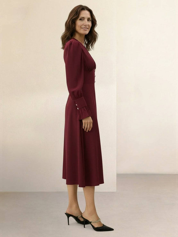 Slimming V-Neck Midi Dress