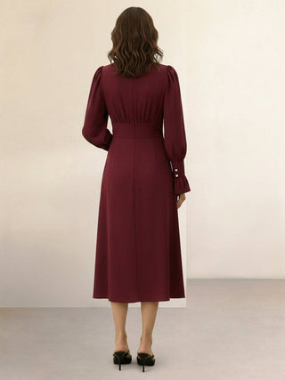 Slimming V-Neck Midi Dress