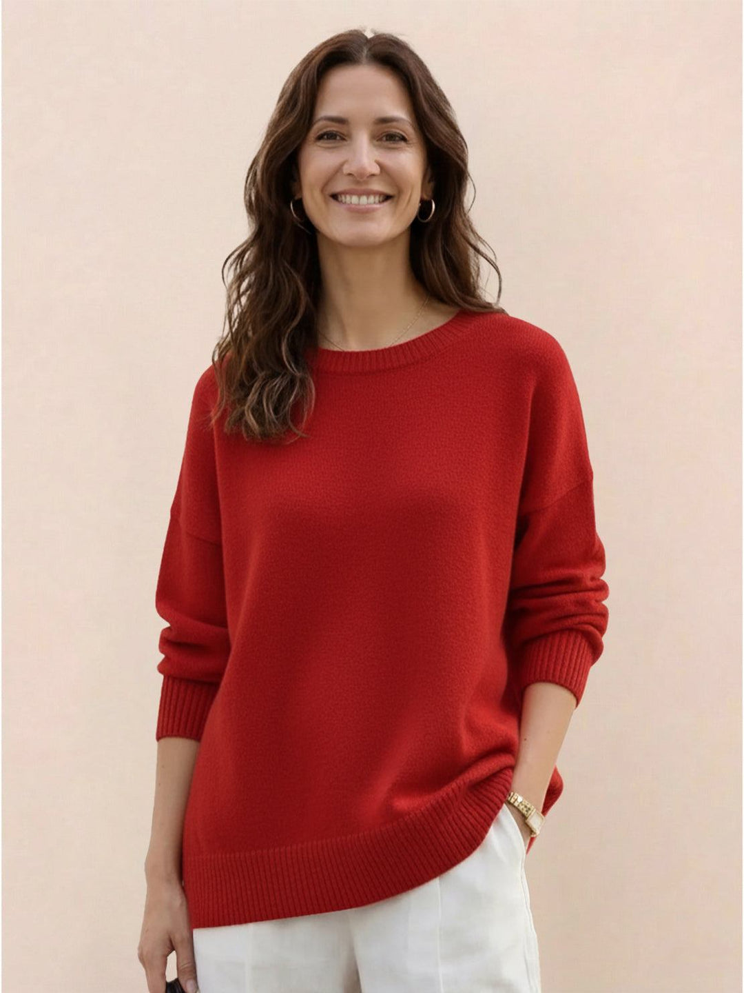 Oversized Crew Neck Knit Sweater