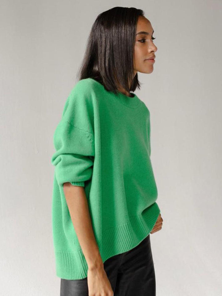 Oversized Crew Neck Knit Sweater