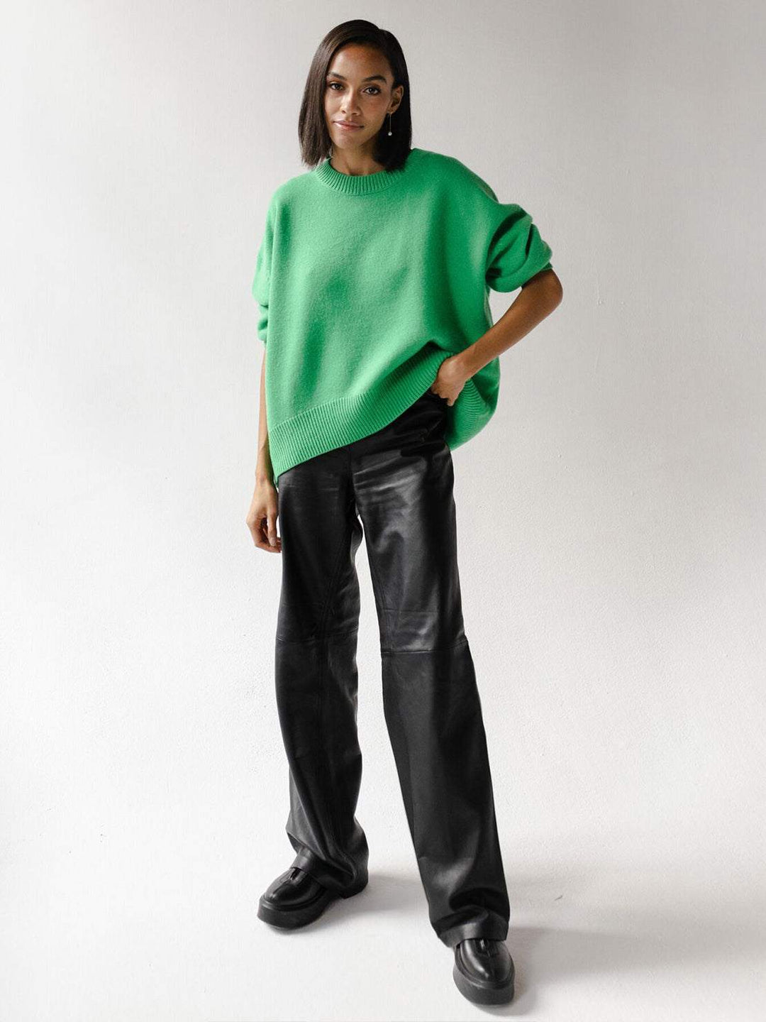 Oversized Crew Neck Knit Sweater