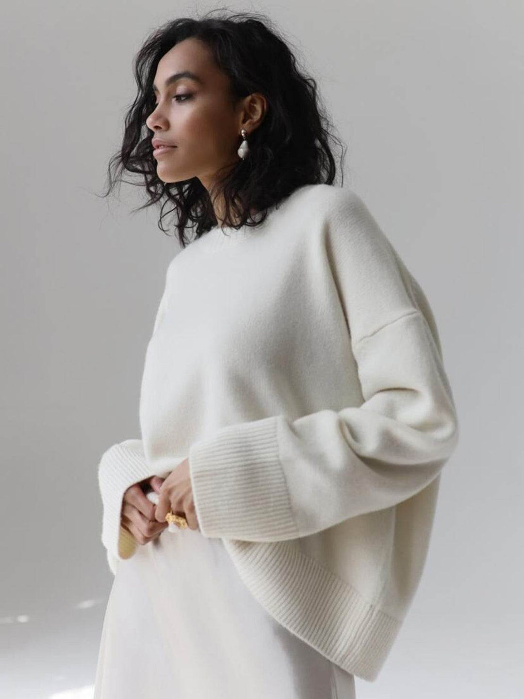 Oversized Crew Neck Knit Sweater