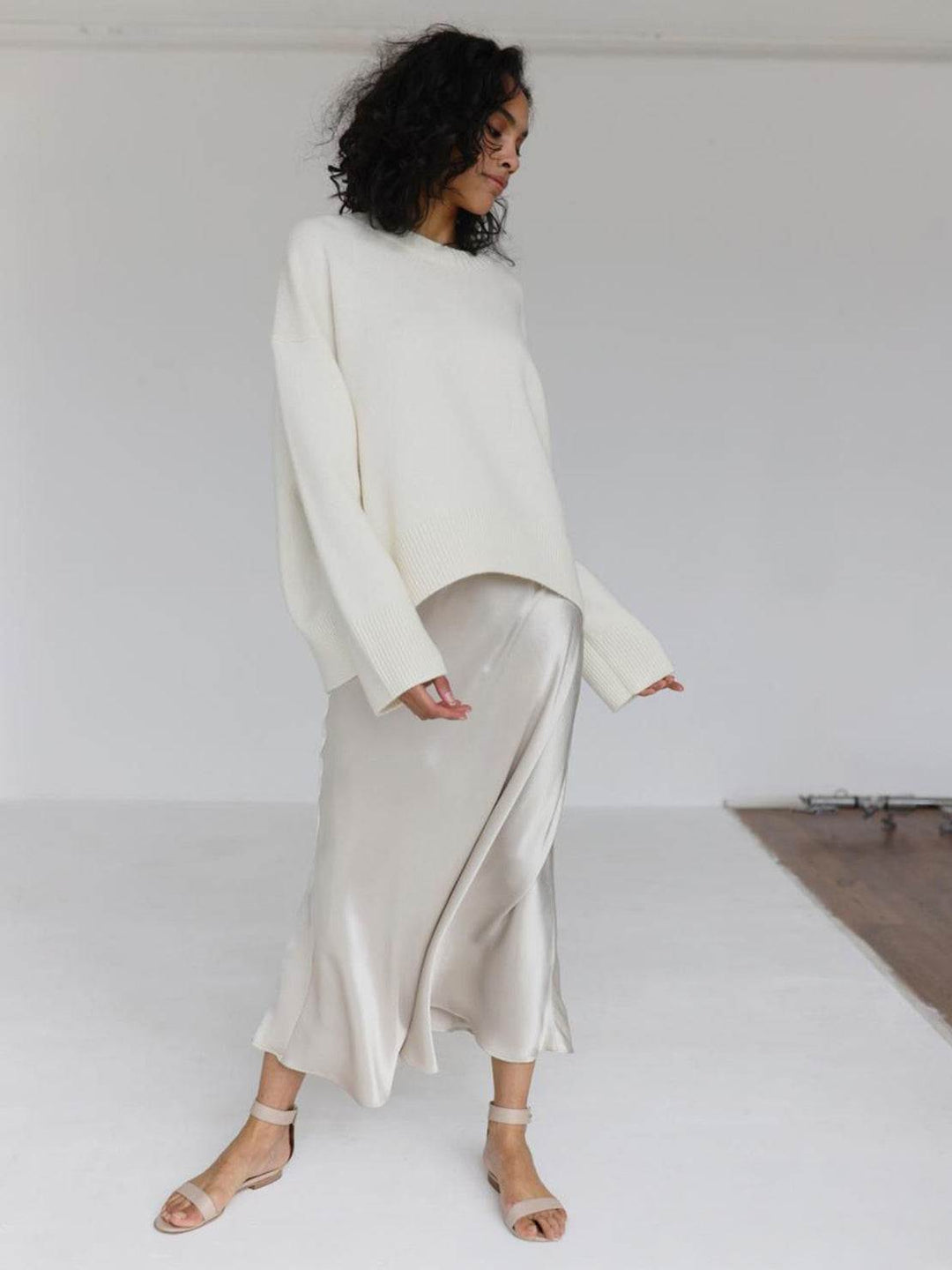 Oversized Crew Neck Knit Sweater