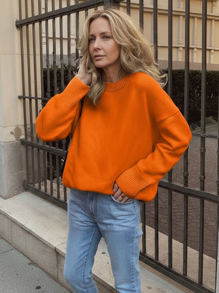 Oversized Crew Neck Knit Sweater