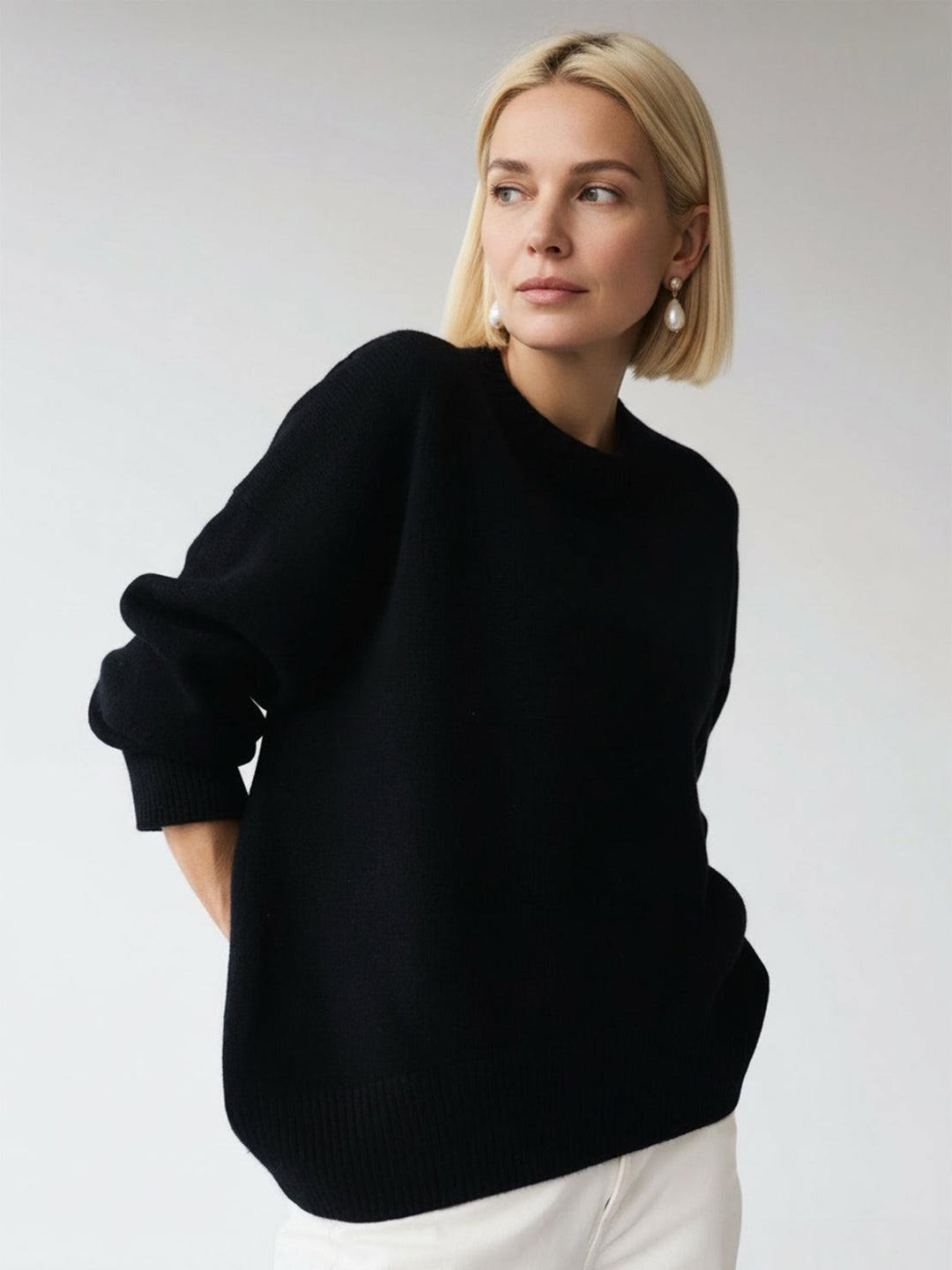 Oversized Crew Neck Knit Sweater