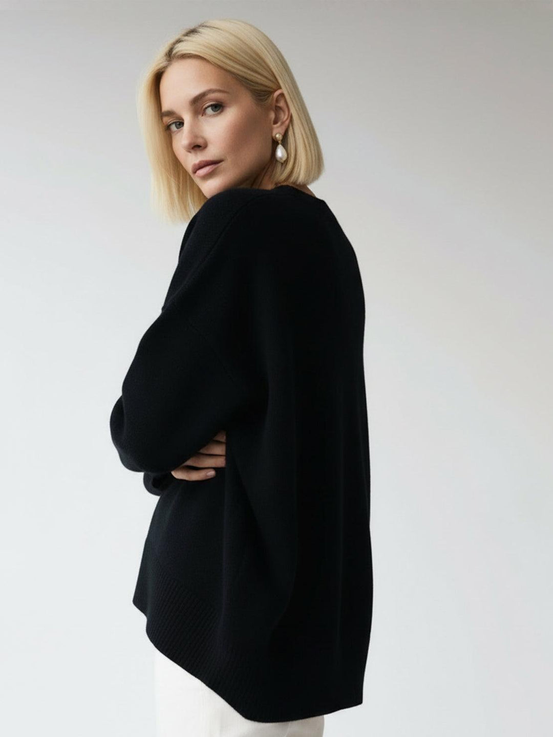 Oversized Crew Neck Knit Sweater