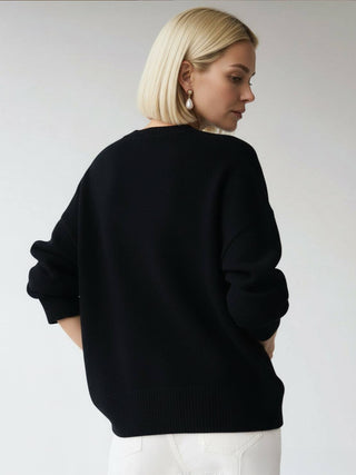 Oversized Crew Neck Knit Sweater