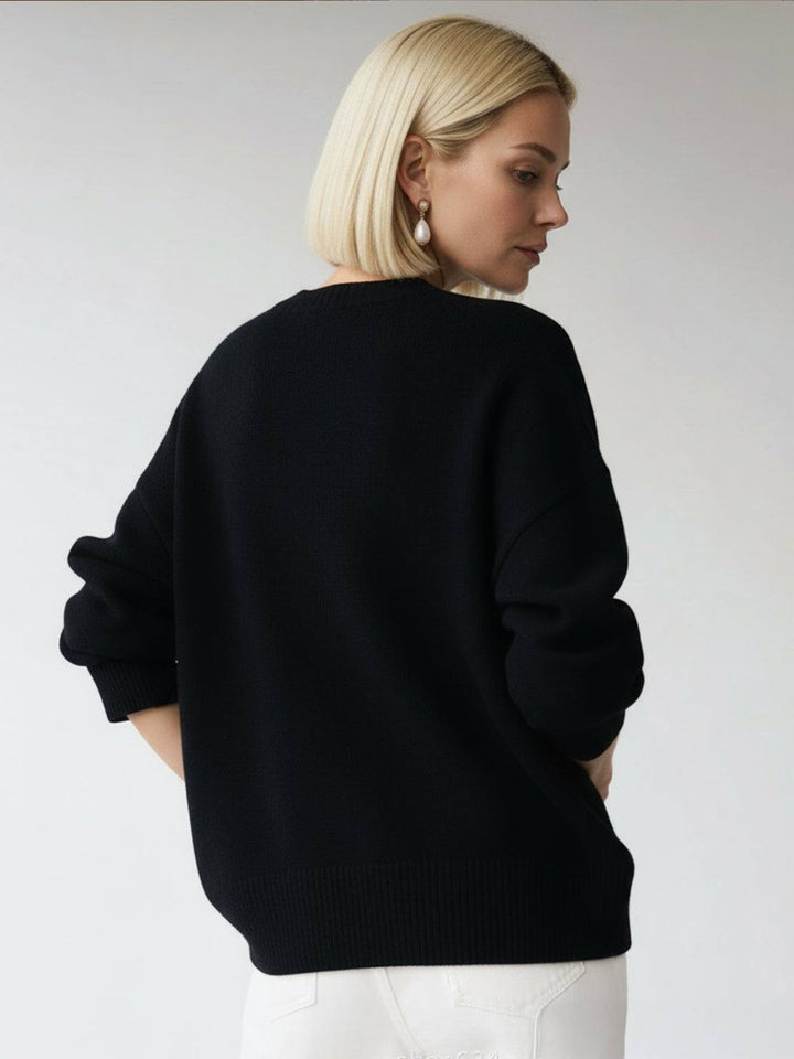 Oversized Crew Neck Knit Sweater