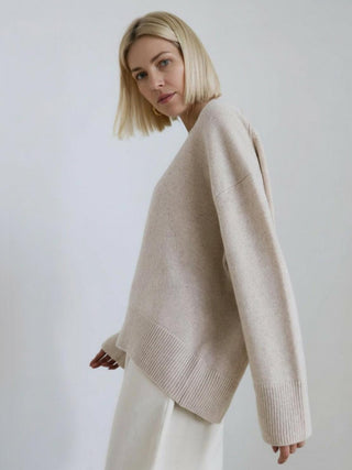 Oversized Crew Neck Knit Sweater