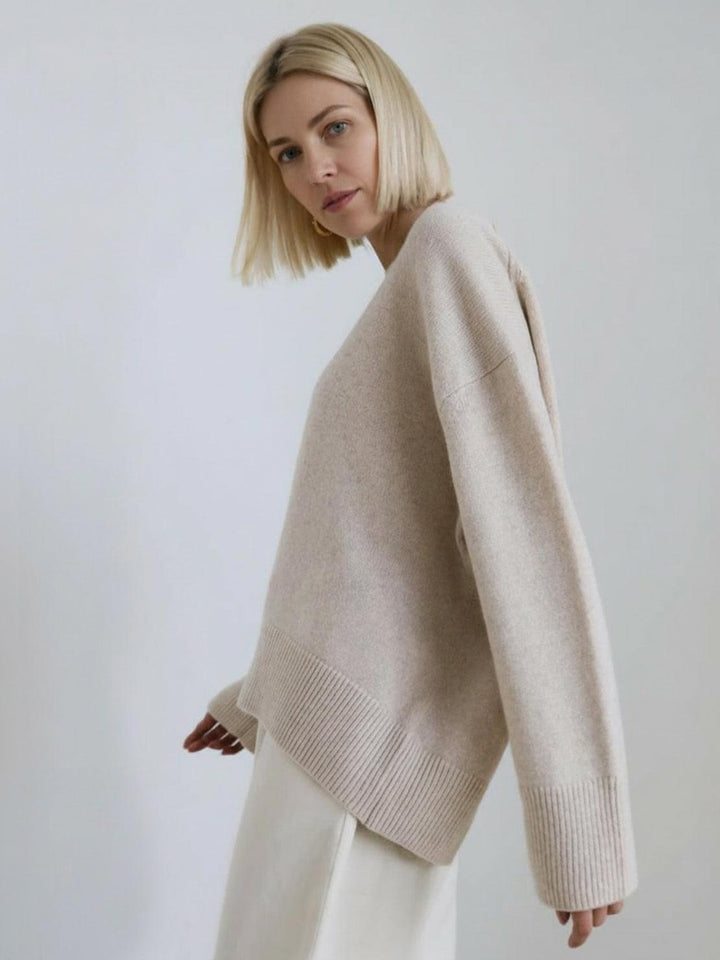 Oversized Crew Neck Knit Sweater