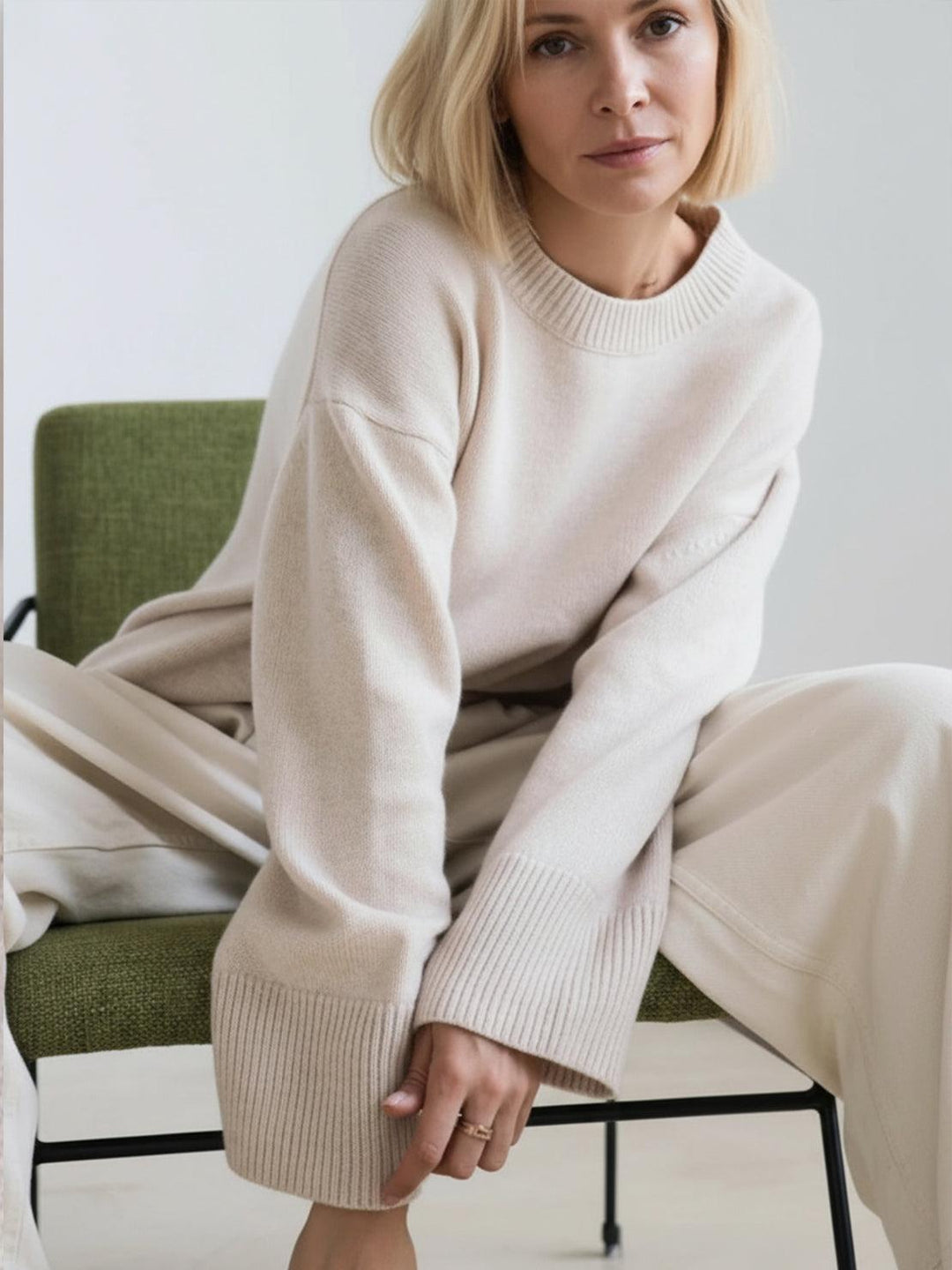 Oversized Crew Neck Knit Sweater