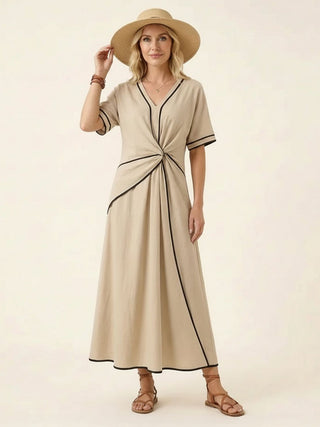 Knot-Waist Flowing Maxi Dress