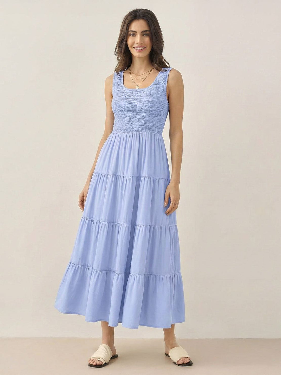 Smocked Sleeveless Maxi Dress