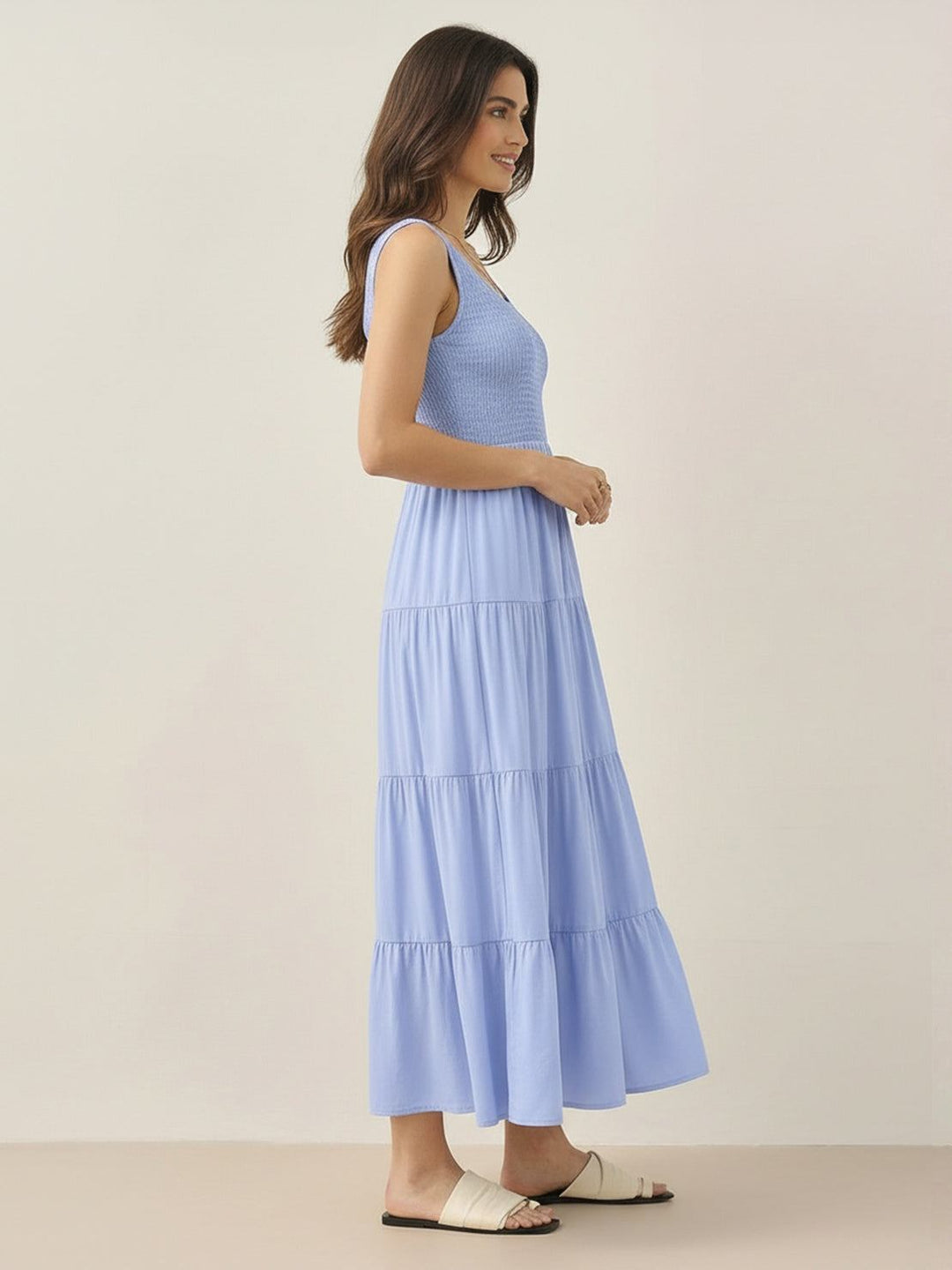 Smocked Sleeveless Maxi Dress