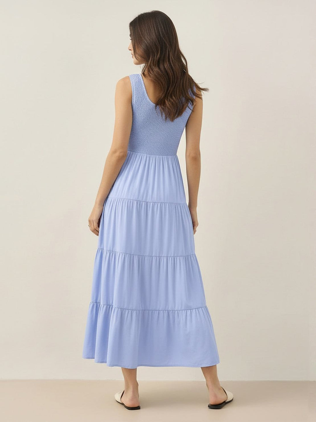 Smocked Sleeveless Maxi Dress