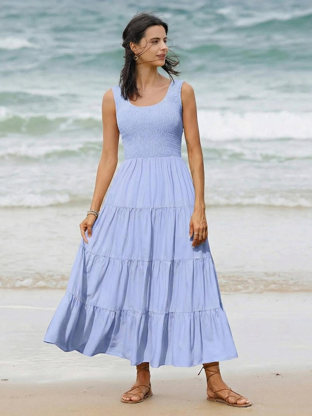 Smocked Sleeveless Maxi Dress