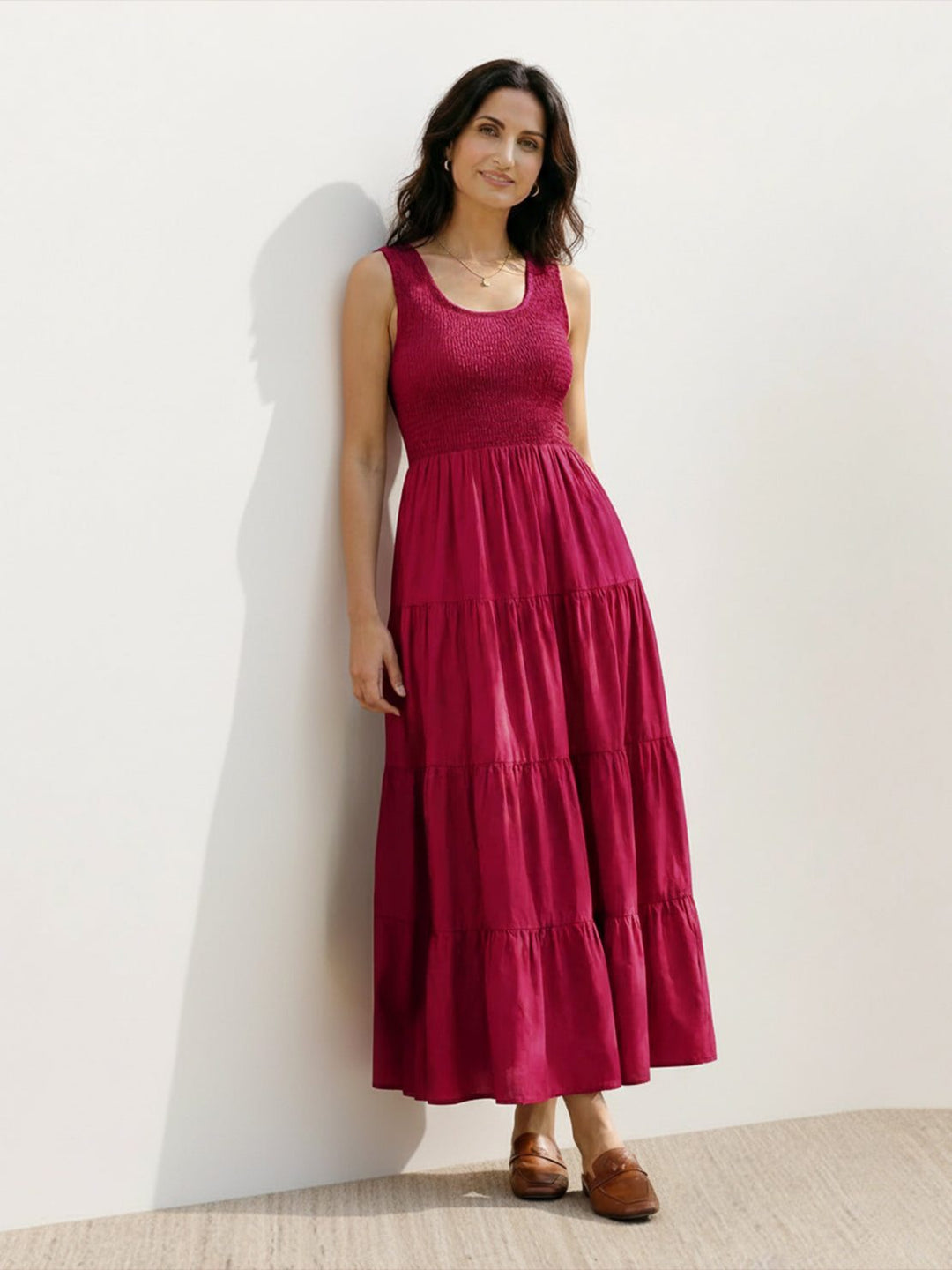 Smocked Sleeveless Maxi Dress