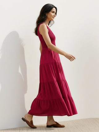 Smocked Sleeveless Maxi Dress
