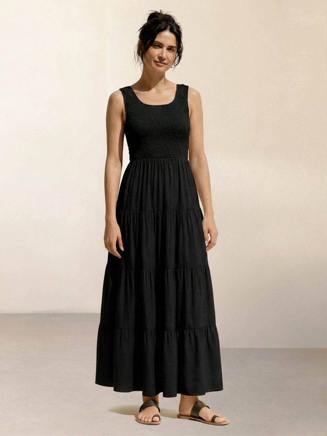 Smocked Sleeveless Maxi Dress