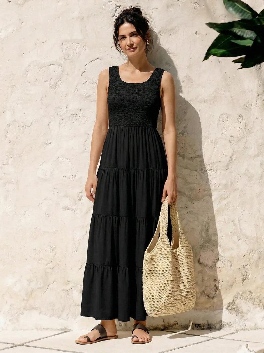 Smocked Sleeveless Maxi Dress