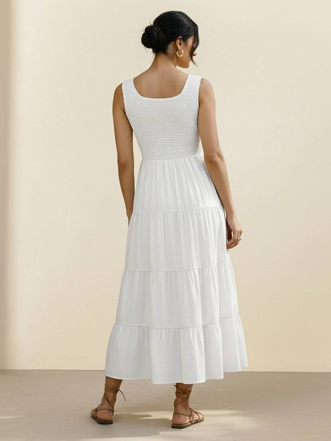 Smocked Sleeveless Maxi Dress