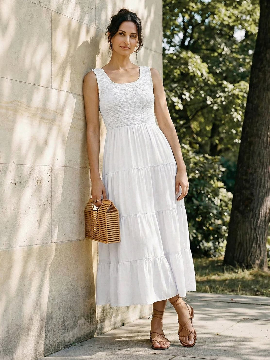 Smocked Sleeveless Maxi Dress