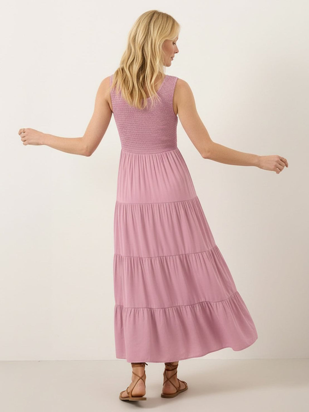 Smocked Sleeveless Maxi Dress